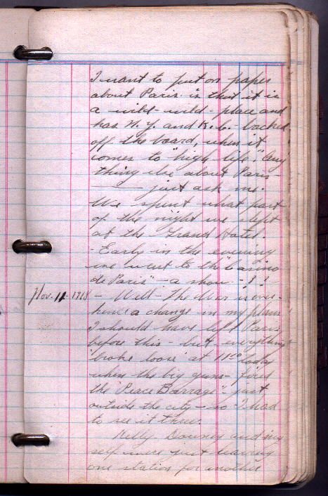diary page for Nov. 11, 1918