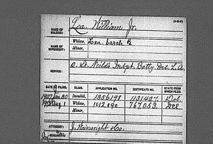 William Lea, Jr. Pension Record